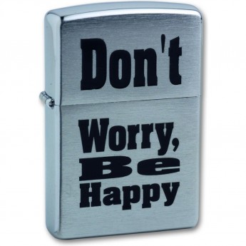Зажигалка ZIPPO DON`T WORRY с покрытием Brushed Chrome латунь/сталь 38x13x57 серебристая Зажигалка ZIPPO DON`T WORRY с покрытием Brushed Chrome латунь/сталь 38x13x57 серебристая